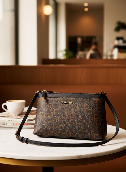 Bolsa Feminina Crossbody Monograma Calvin Klein Marrom