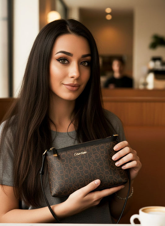 Bolsa Feminina Crossbody Monograma Calvin Klein Marrom