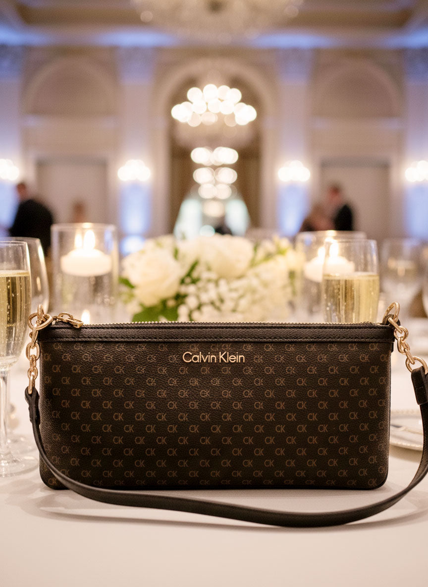 Bolsa Feminina Handbag Monograma Calvin Klein Marrom