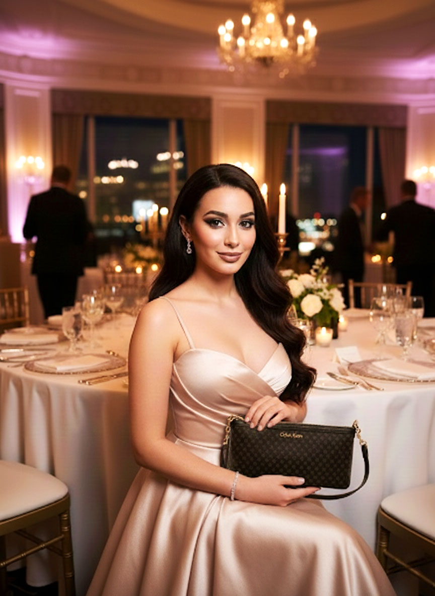 Bolsa Feminina Handbag Monograma Calvin Klein Marrom