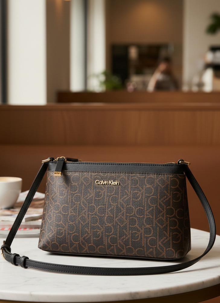Bolsa Feminina Crossbody Básica Monograma Calvin Klein Marrom